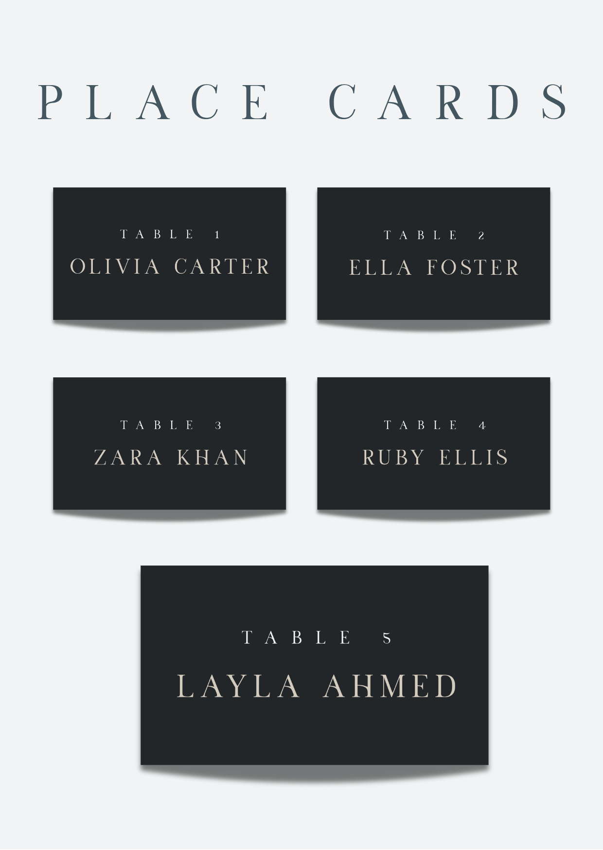 Place Cards 1-5